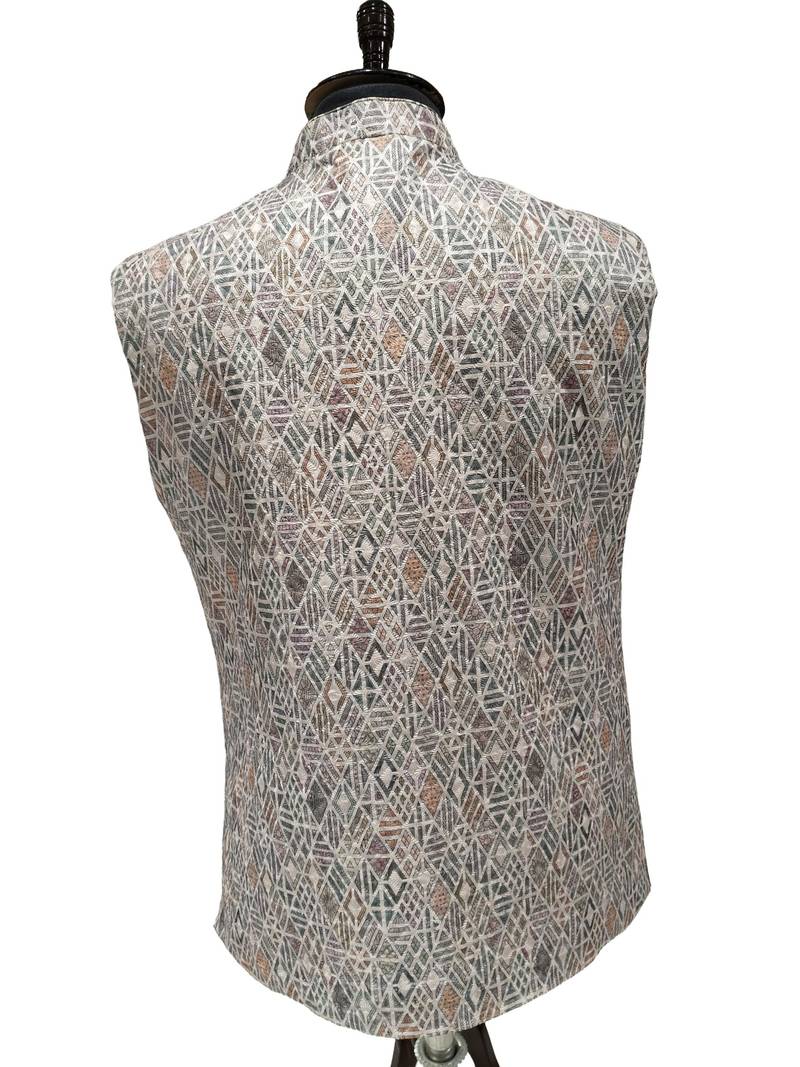 Multicolor urban mosaic nehru jacket/waistcoat/bandhgala