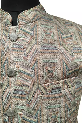 Multicolor geometric heritage nehru jacket/waistcoat/bandhgala
