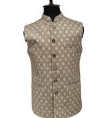 Beige grey regal beige diamond sequin nehru jacket/waistcoat/bandhgala