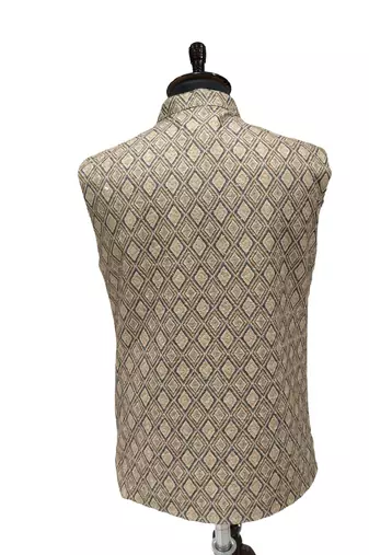 Beige grey regal beige diamond sequin nehru jacket/waistcoat/bandhgala
