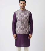 lavender tapestry nehru jacket for men