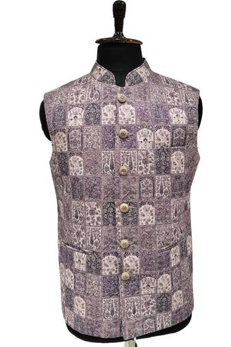 Lavender imperial lavender tapestry nehru jacket/waistcoat/bandhgala