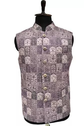 Lavender imperial lavender tapestry nehru jacket/waistcoat/bandhgala