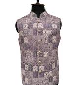 Lavender imperial lavender tapestry nehru jacket/waistcoat/bandhgala