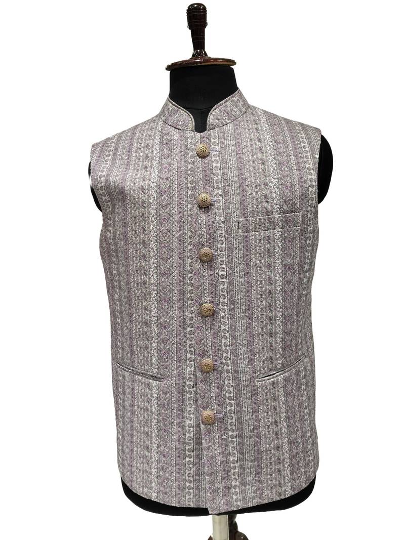 Violet vintage violet ensemble nehru jacket/waistcoat/bandhgala