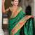 green  faux banarasi silk blend saree with paithani rich weaved pallu and blouse