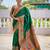 green  faux banarasi silk blend saree with paithani rich weaved pallu and blouse