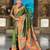 parrot green  faux banarasi silk blend saree with paithani rich weaved pallu and blouse