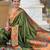 parrot green  faux banarasi silk blend saree with paithani rich weaved pallu and blouse