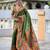 parrot green  faux banarasi silk blend saree with paithani rich weaved pallu and blouse