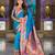 sky blue faux banarasi silk blend saree with paithani rich weaved pallu and blouse