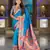 sky blue faux banarasi silk blend saree with paithani rich weaved pallu and blouse
