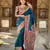 teal blue  faux banarasi silk blend saree with paithani rich weaved pallu and blouse