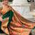 green  faux banarasi silk blend saree with paithani rich weaved pallu and blouse