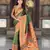 dark_green faux banarasi silk blend saree with paithani rich weaved pallu and blouse