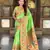 parrot green  faux banarasi silk blend saree with paithani rich weaved pallu and blouse