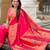 pink green  faux banarasi silk blend saree with paithani rich weaved pallu and blouse