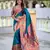 teal blue  faux banarasi silk blend saree with paithani rich weaved pallu and blouse