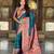 teal blue  faux banarasi silk blend saree with paithani rich weaved pallu and blouse