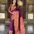 wine faux banarasi silk blend saree with paithani rich weaved pallu and blouse