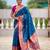 teal blue  faux banarasi silk blend saree with paithani rich weaved pallu and blouse