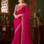 Pink shaded chiffon saree, lace border with heavy embroidered blouse for special occasions