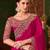 Pink shaded chiffon saree, lace border with heavy embroidered blouse for special occasions