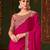Pink shaded chiffon saree, lace border with heavy embroidered blouse for special occasions