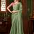 Green satin saree, lace border with heavy embroidered blouse for special occasions