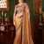 Golden yellow satin saree, lace border with heavy embroidered blouse for special occasions