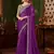 Purple silk chiffon saree, lace border with heavy embroidered blouse for special occasions