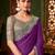 Purple silk chiffon saree, lace border with heavy embroidered blouse for special occasions