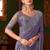 Light purple silk chiffon saree, lace border with heavy embroidered blouse for special occasions