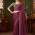 Wine silk chiffon saree, lace border with heavy embroidered blouse for special occasions