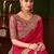Rani pink satin silk saree, lace border with heavy embroidered blouse for special occasions