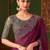 Wine silk chiffon saree, lace border with heavy embroidered blouse for special occasions