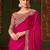 Rani pink satin silk saree, lace border with heavy embroidered blouse for special occasions