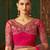 Rani pink satin silk saree, lace border with heavy embroidered blouse for special occasions