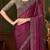 Wine silk chiffon saree, lace border with heavy embroidered blouse for special occasions