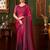 Pink wine shaded satin chiffon saree, lace border with heavy embroidered blouse for special occasions