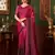 Pink wine shaded satin chiffon saree, lace border with heavy embroidered blouse for special occasions