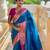 sky blue faux banarasi silk blend saree with paithani rich weaved pallu and blouse
