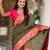 dark_green faux banarasi silk blend saree with paithani rich weaved pallu and blouse