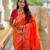orange   faux banarasi silk blend saree with paithani rich weaved pallu and blouse