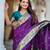 violet  faux banarasi silk blend saree with paithani rich weaved pallu and blouse