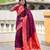 wine faux banarasi silk blend saree with paithani rich weaved pallu and blouse