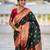 green  faux banarasi silk blend saree with paithani rich weaved pallu and blouse