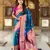 teal blue  faux banarasi silk blend saree with paithani rich weaved pallu and blouse