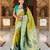 parrot green  faux banarasi silk blend saree with paithani rich weaved pallu and blouse