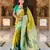 parrot green  faux banarasi silk blend saree with paithani rich weaved pallu and blouse